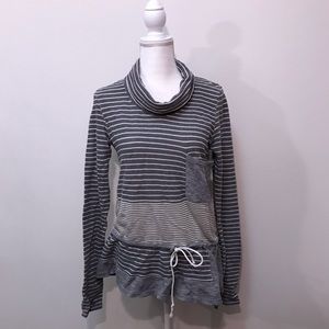 Anthropologie Saturday Sunday Striped Sweater Sweatshirt Drawstring Medium